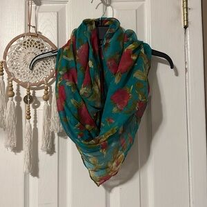 Turq and pink floral scarf
